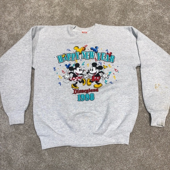Vintage Disneyland Happy New Year 1998‎ Sweatshirt Mickey & Minnie Mouse S/M USA - Picture 1 of 9